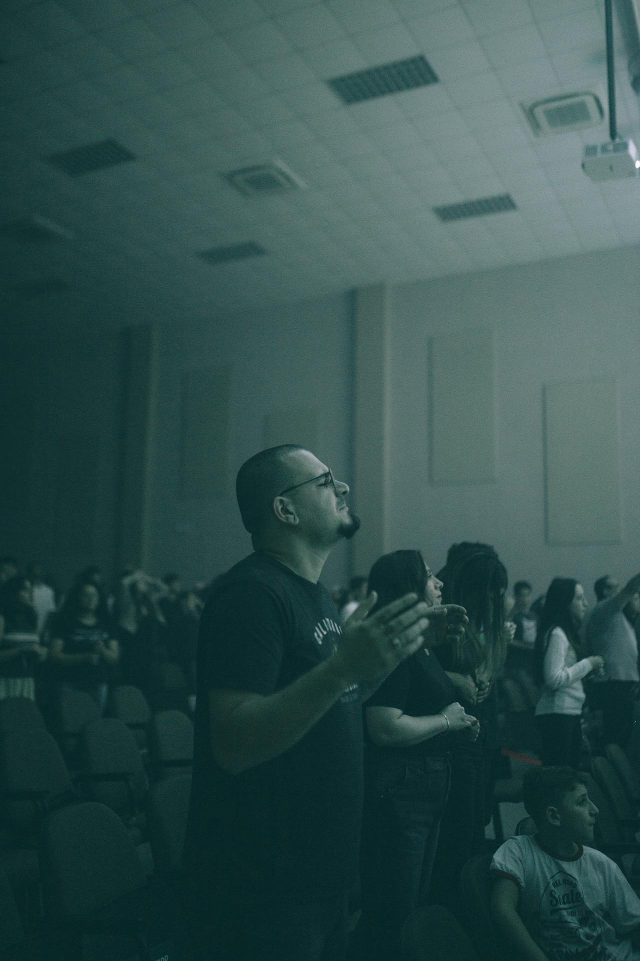 Congregation standing in church