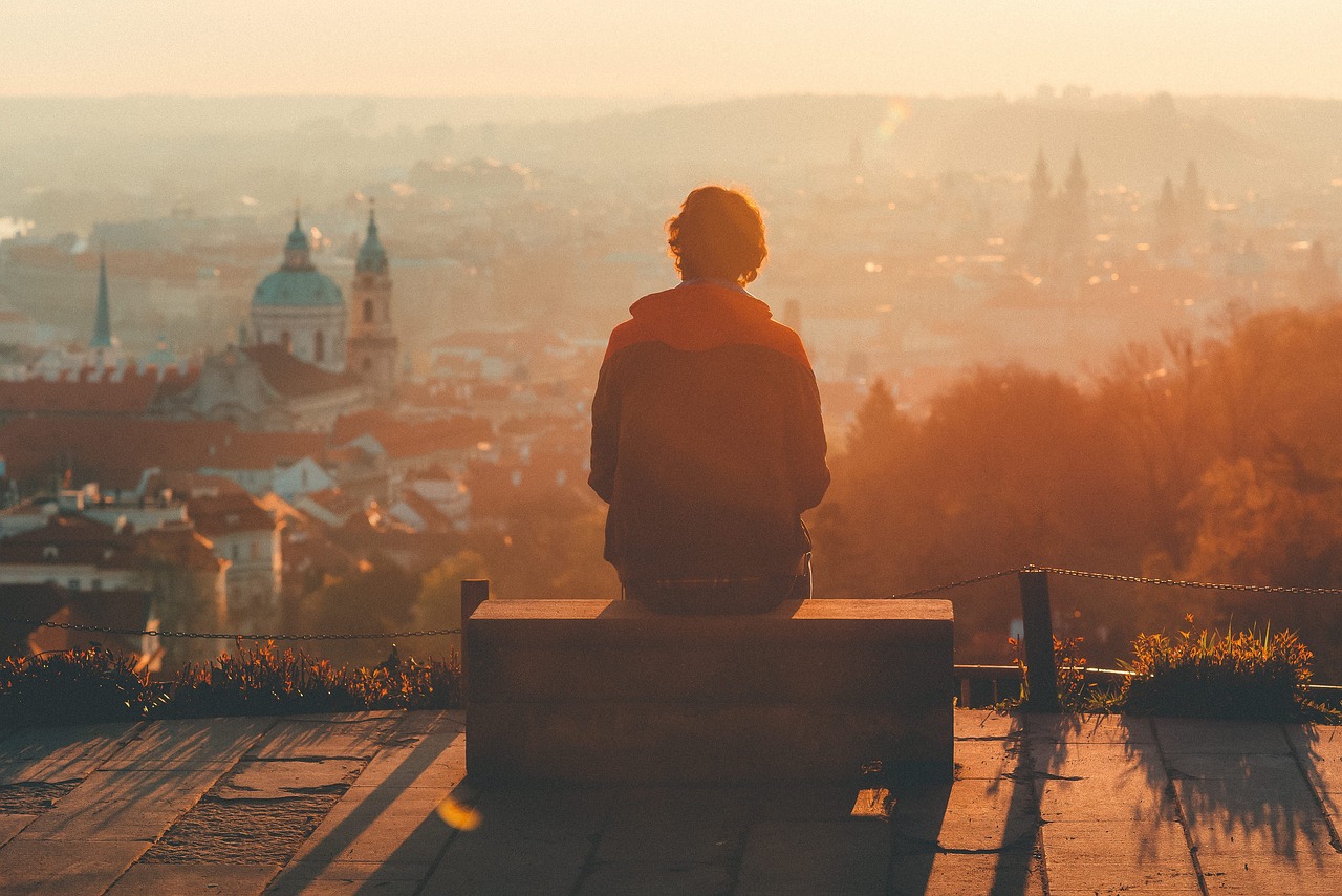 person, sit, bench, alone, sitting, human, city view, viewpoint, solitary, solitude, wooden bench, alone, alone, alone, alone, alone, human